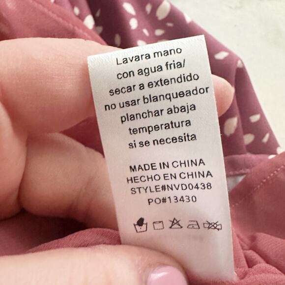 Vici Collection Mauve Dot Faux Wrap Side Tie Mini Dress women’s size small NEW - Picture 10 of 13